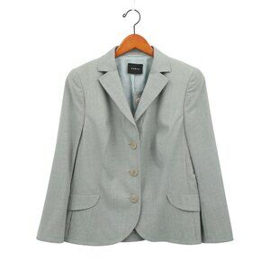 New Akris Heathered Gray Wool Lightweight Three Button Blazer Jacket 12